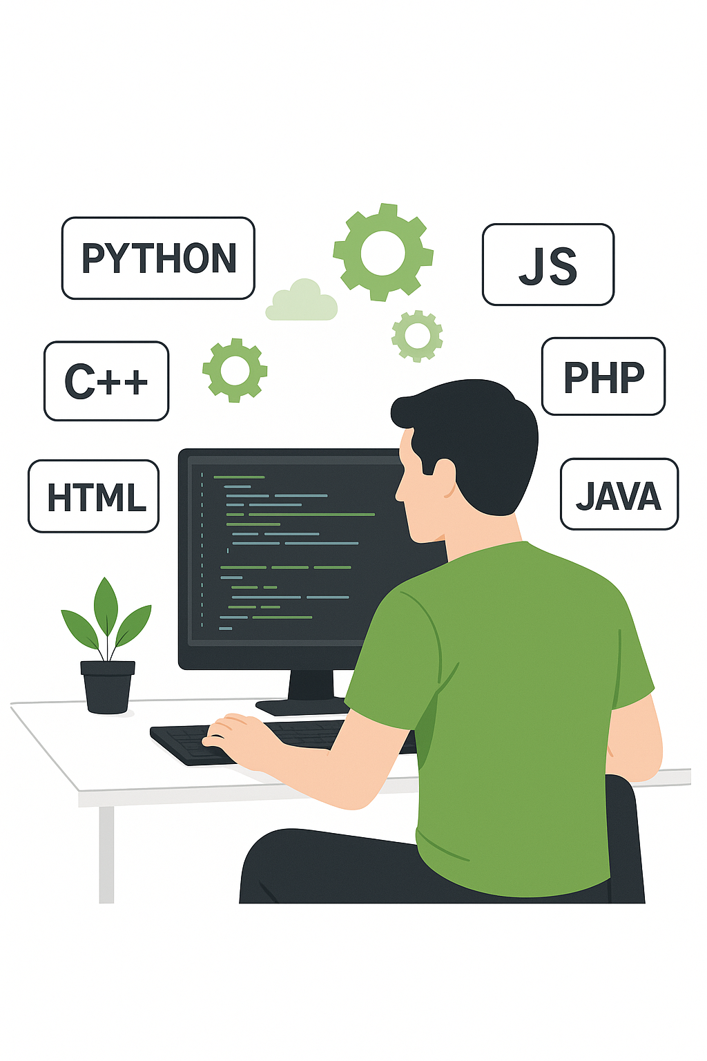 Programador con muchos lenguajes de programación diferentes